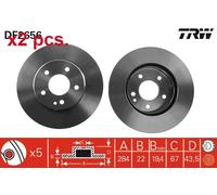X2 PCS FRONT BRAKE DISC ROTORS SET L&R SIDES DF2656 TRW I