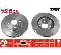 X2 PCS FRONT BRAKE DISC ROTORS SET L&R SIDES DF2658 TRW I