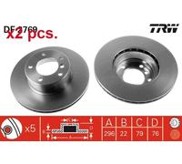 X2 PCS FRONT BRAKE DISC ROTORS SET L&R SIDES DF2769 TRW I