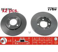 X2 PCS FRONT BRAKE DISC ROTORS SET L&R SIDES DF2780 TRW I