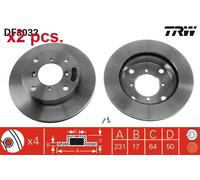 X2 PCS FRONT BRAKE DISC ROTORS SET L&R SIDES DF3032 TRW I