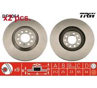 X2 PCS FRONT BRAKE DISC ROTORS SET L&R SIDES DF4064 TRW I