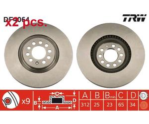 X2 PCS FRONT BRAKE DISC ROTORS SET L&R SIDES DF4064 TRW I