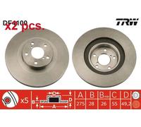 X2 PCS FRONT BRAKE DISC ROTORS SET L&R SIDES DF4100 TRW I