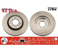 X2 PCS FRONT BRAKE DISC ROTORS SET L&R SIDES DF4165 TRW I