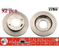 X2 PCS FRONT BRAKE DISC ROTORS SET L&R SIDES DF4172 TRW I