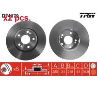 X2 PCS FRONT BRAKE DISC ROTORS SET L&R SIDES DF4179 TRW I