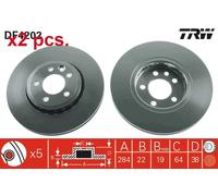 X2 PCS FRONT BRAKE DISC ROTORS SET L&R SIDES DF4202 TRW I