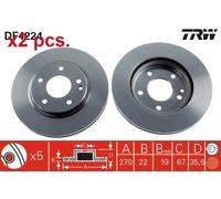 X2 PCS FRONT BRAKE DISC ROTORS SET L&R SIDES DF4224 TRW I