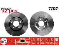 X2 PCS FRONT BRAKE DISC ROTORS SET L&R SIDES DF4346 TRW I