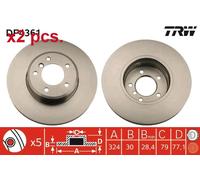 X2 PCS FRONT BRAKE DISC ROTORS SET L&R SIDES DF4361 TRW I