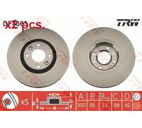 X2 PCS FRONT BRAKE DISC ROTORS SET L&R SIDES DF4363 TRW I