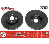 X2 PCS FRONT BRAKE DISC ROTORS SET L&R SIDES DF4366 TRW I