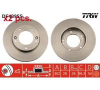 X2 PCS FRONT BRAKE DISC ROTORS SET L&R SIDES DF4395S TRW I