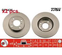 X2 PCS FRONT BRAKE DISC ROTORS SET L&R SIDES DF4435 TRW I