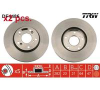 X2 PCS FRONT BRAKE DISC ROTORS SET L&R SIDES DF4486 TRW I
