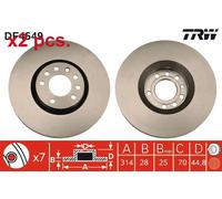 X2 PCS FRONT BRAKE DISC ROTORS SET L&R SIDES DF4549 TRW I