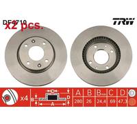 X2 PCS FRONT BRAKE DISC ROTORS SET L&R SIDES DF4710 TRW I