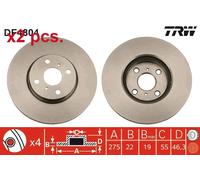 X2 PCS FRONT BRAKE DISC ROTORS SET L&R SIDES DF4804 TRW I