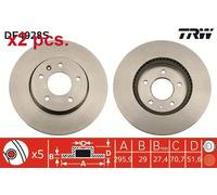 X2 PCS FRONT BRAKE DISC ROTORS SET L&R SIDES DF4928S TRW I