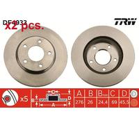 X2 PCS FRONT BRAKE DISC ROTORS SET L&R SIDES DF4933 TRW I