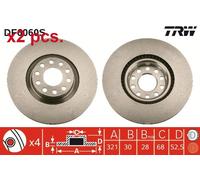 X2 PCS FRONT BRAKE DISC ROTORS SET L&R SIDES DF6060S TRW I
