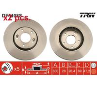 X2 PCS FRONT BRAKE DISC ROTORS SET L&R SIDES DF6108S TRW I