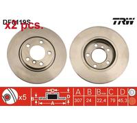 X2 PCS FRONT BRAKE DISC ROTORS SET L&R SIDES DF6119S TRW I