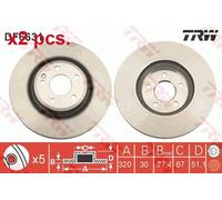 X2 PCS FRONT BRAKE DISC ROTORS SET L&R SIDES DF6631 TRW I