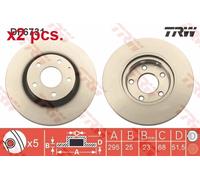 X2 PCS FRONT BRAKE DISC ROTORS SET L&R SIDES DF6731 TRW I