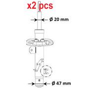 X2 PCS FRONT LEFT AND RIGHT 3348099 SHOCK ABSORBER KYB