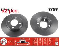 X2 PCS FRONT / REAR BRAKE DISC ROTORS SET L&R SIDES DF1518 TRW I
