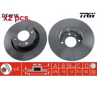 X2 PCS FRONT / REAR BRAKE DISC ROTORS SET L&R SIDES DF4215 TRW I