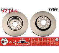 X2 PCS FRONT / REAR BRAKE DISC ROTORS SET L&R SIDES DF4464S TRW I