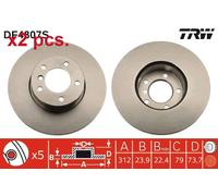 X2 PCS FRONT / REAR BRAKE DISC ROTORS SET L&R SIDES DF4807S TRW I