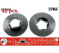 X2 PCS FRONT / RIGHT BRAKE DISC PAIR L&R DF2001 TRW I