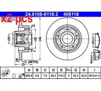 X2 PCS L&R SIDES 24.0108-0118.2 BRAKE DISC ATE