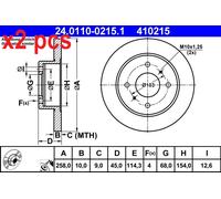 ATE Brake Disc 24.0110-0215.1 Solid – Nissan Primera Hatchback – Set of 2