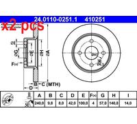 X2 PCS L&R SIDES 24.0110-0251.1 BRAKE DISC ATE