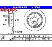 X2 PCS L&R SIDES 24.0110-0360.1 BRAKE DISC ATE