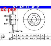 ATE 24.0111-0119.1 Brake disc