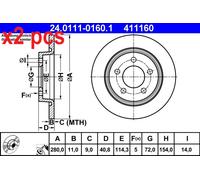 X2 PCS L&R SIDES 24.0111-0160.1 BRAKE DISC ATE