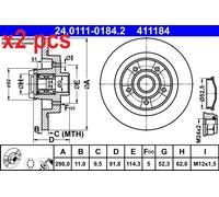 Rear Brake Disc for Renault:GRAND SCENIC III 3 402020536R 432020016R