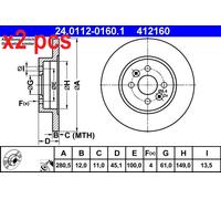 ATE 24.0112-0160.1 Brake disc