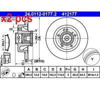 ATE Brake disc 24.0112-0177.2 280,0 12,0 5 118,0 solid Coated VAUXHALL: Vivaro Van, Vivaro Minibus, RENAULT: TRAFIC 2 Kasten, TRAFIC 2 Bus, TRAFIC 2
