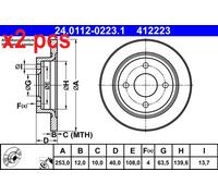 Genuine ATE Brake Disc For Ford FIESTA 18- H1BC-2A315-AB