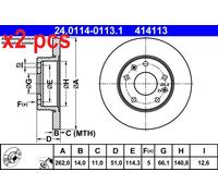 Fits ATE 24.0114-0113.1 brake disc LAND ROVER P. FREELANDER 1.8-2.5 4X4 98-06
