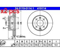 X2 PCS L&R SIDES 24.0119-0114.1 BRAKE DISC ATE