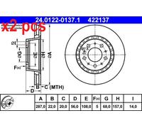 X2 PCS L&R SIDES 24.0122-0137.1 BRAKE DISC ATE
