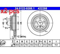 X2 PCS L&R SIDES 24.0122-0288.1 BRAKE DISC ATE